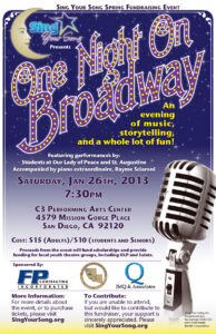 A poster for the one night broadway event.